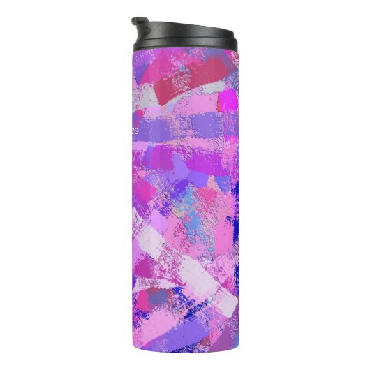 Abstracte penseelstreken Roze Violet Thermosbeker (Geroteerd rechts)
