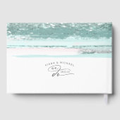 Abstracte penseelstreken Trouw Teal ID886 Gastenboek (Achterkant)