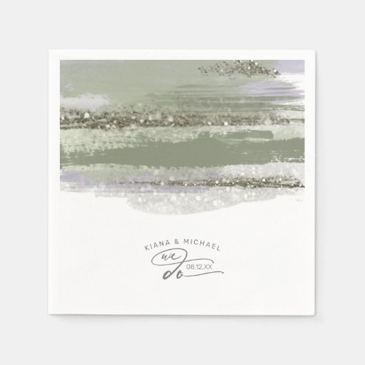 Abstracte penseelstreken Trouwen We Do ID886 Servet (Voorkant)