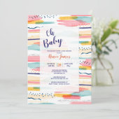 Abstracte Penseelstreken Uitnodiging (Staand voorkant)