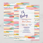 Abstracte Penseelstreken Uitnodiging (Voorkant / Achterkant)