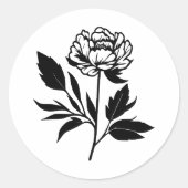 Abstracte Peony Art in BW Ronde Sticker (Voorkant)