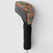 Abstracte Pepperoni Pizza op blauwe achtergrond Golfheadcover (Schuin)