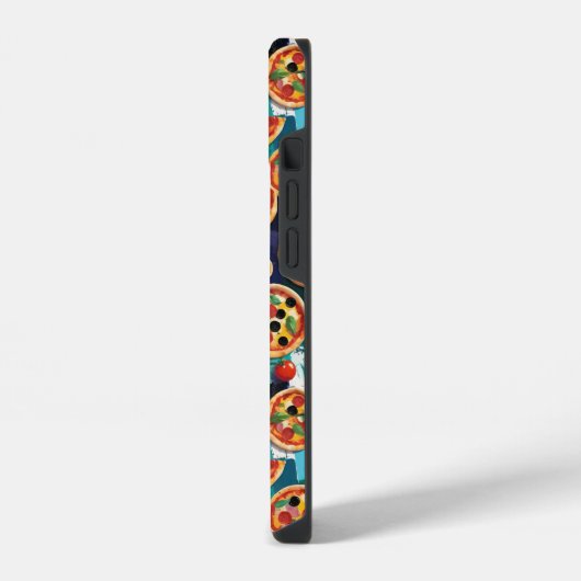 Abstracte Pepperoni Pizza op blauwe achtergrond iPhone Hoesje (Linkerkant)