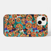 Abstracte Pepperoni Pizza op blauwe achtergrond iPhone Hoesje (Achterkant horizontaal)