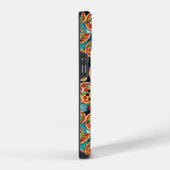 Abstracte Pepperoni Pizza op blauwe achtergrond iPhone Hoesje (Rechterkant)