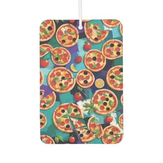 Abstracte Pepperoni Pizza op blauwe achtergrond Luchtverfrisser (Voorkant)