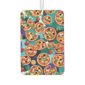 Abstracte Pepperoni Pizza op blauwe achtergrond Luchtverfrisser (Achterkant)