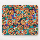 Abstracte Pepperoni Pizza op blauwe achtergrond Muismat (Voorkant)