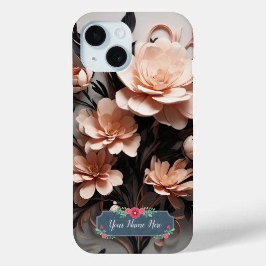 Abstracte Perzik Bloemen Moderne Kunst Case-Mate iPhone Case (Achterkant)