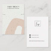 ABSTRACTE PERZIK KERAMISCHE KETTINGEN ARMBAND DISP VISITEKAARTJE (Voorkant / Achterkant)