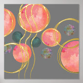 Abstracte perzikgroene cirkels Gold Folie Afdrukken (Voorkant)