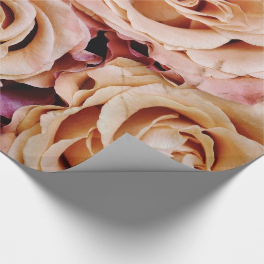 Abstracte perzikkleurige Rozen Tuin Elegant Floral Cadeaupapier (Hoek)