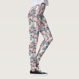 Abstracte perzikroos ontwerp leggings