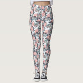 Abstracte perzikroos ontwerp leggings (Voorkant)