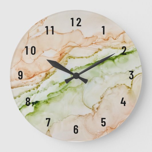 Abstracte Perzische Groene Kunst Grote Klok (Voorkant)