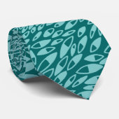 Abstracte petalen - Lt Blue Green op Moss Green Stropdas (Opgerold)