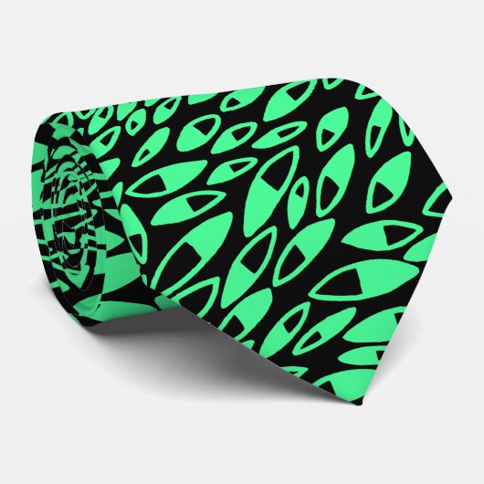 Abstracte petalen - Mint Green op zwart Stropdas (Opgerold)