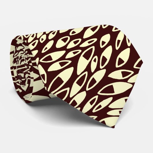 Abstracte Petals - Cream on Walnut Stropdas (Opgerold)