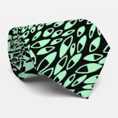 Abstracte Petals - Ghost Green op zwart Stropdas (Opgerold)