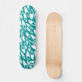 Abstracte Petals - Wit op Aqua Skateboard (Voorkant)