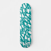 Abstracte Petals - Wit op Aqua Skateboard (Voorkant)