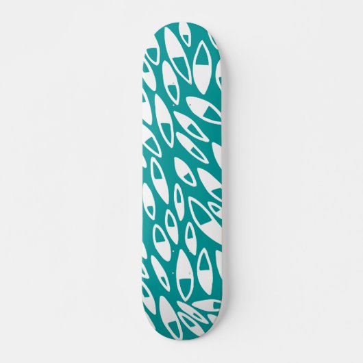 Abstracte Petals - Wit op Aqua Skateboard (Voorkant)