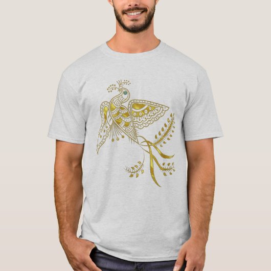 Abstracte Phoenix Bird in gouden tinten T-shirt (Voorkant)
