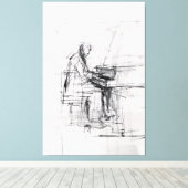 Abstracte pianist - expressieve muziek canvas afdruk (Insitu (Houten vloer))