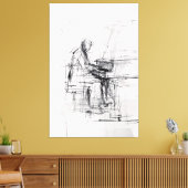 Abstracte pianist - expressieve muziek canvas afdruk (Insitu (Woonkamer))