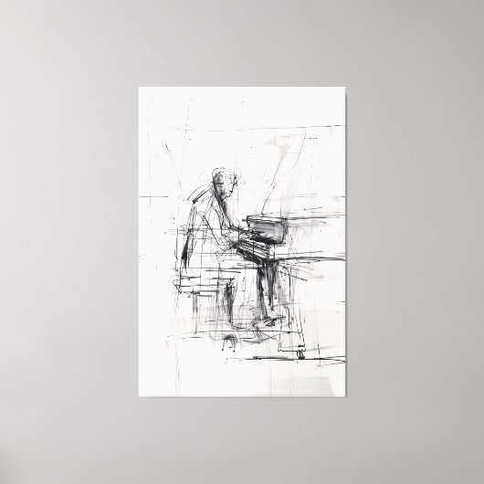 Abstracte pianist - expressieve muziek canvas afdruk (Voorkant)