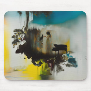 Abstracte Piano Cat Tree Occult Dark Witchy AI Art Muismat
