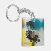 Abstracte Piano Cat Tree Occult Dark Witchy AI Art Sleutelhanger (Voorkant Links)