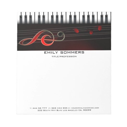 Abstracte piano en Clef Notitieblok (Voorkant)