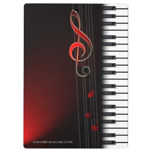 Abstracte piano & rode klep klembord (Achterkant)