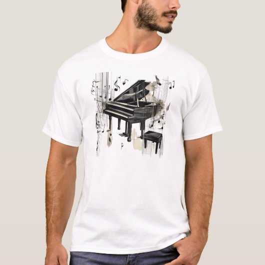 Abstracte Pianokunst T-shirt (Voorkant)