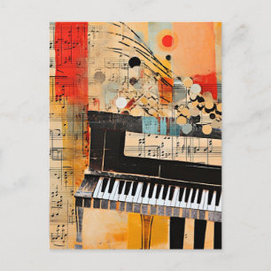 Abstracte pianomontagekunst briefkaart