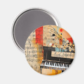 Abstracte pianomontagekunst magneet (Voorkant / Achterkant)