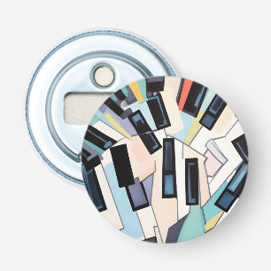 Abstracte pianotoetsen kunstwerk button flesopener