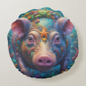Abstracte PIg Rond Kussen (Achterkant)