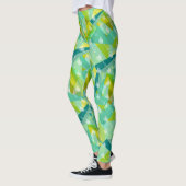 Abstracte pijldriehoek Mint Blue Aqua Patroon Leggings (Links)