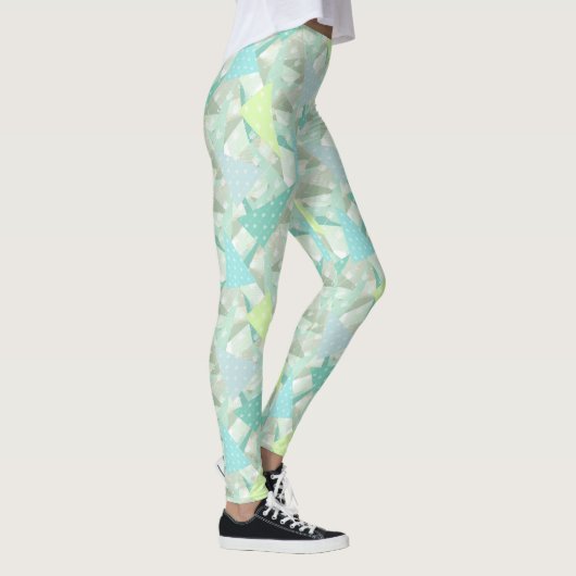 Abstracte pijldriehoek Mint Blue Aqua Patroon Leggings (Rechts)