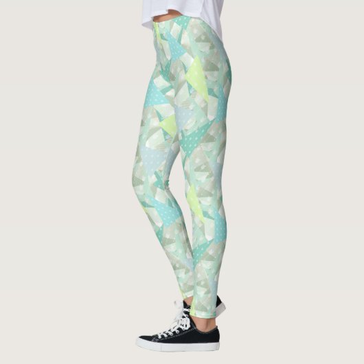 Abstracte pijldriehoek Mint Blue Aqua Patroon Leggings (Links)