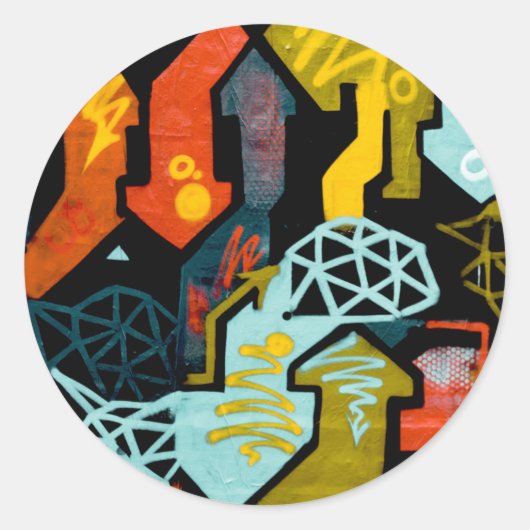 Abstracte Pijlkunst Ronde Sticker (Voorkant)