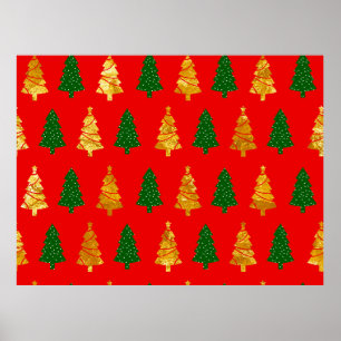 Abstracte Pijnbomen met Folie textuur naadloze Chr Poster