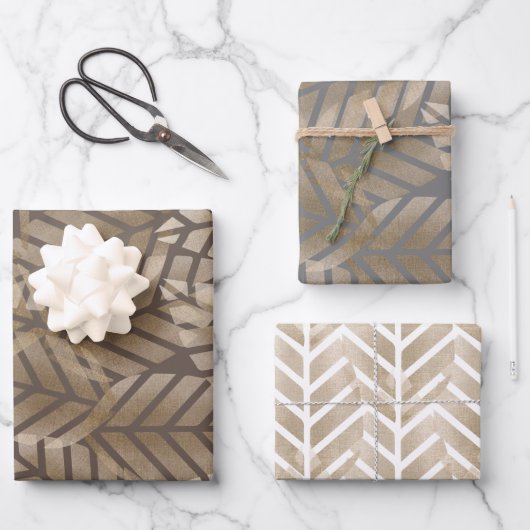 Abstracte pijnbomen van koper en platina inpakpapier vel (Voorkant)