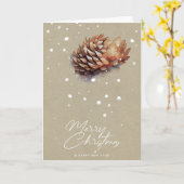 Abstracte pijnkloon en sneeuwkraft kerst kaart (Gele Bloem)