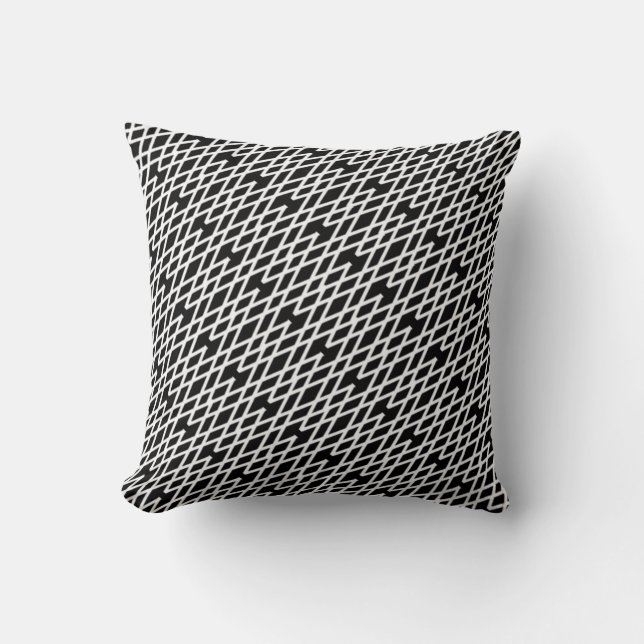 Abstracte Pillow Black White Line Art Kussen (Voorkant)