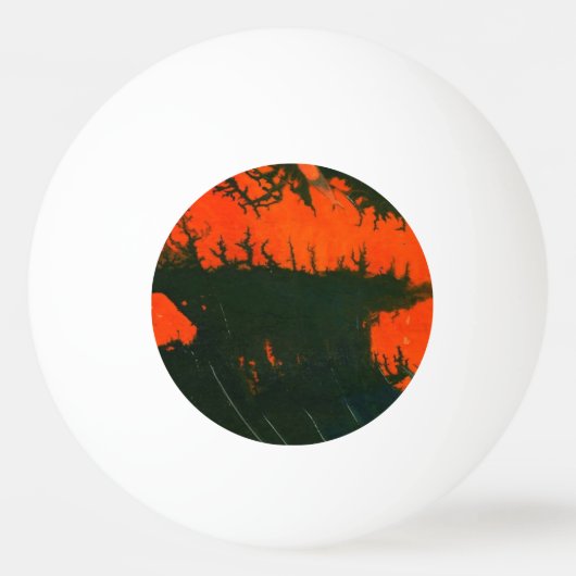 abstracte pingpong Ball "Swamp Fire #2" (Achterkant)