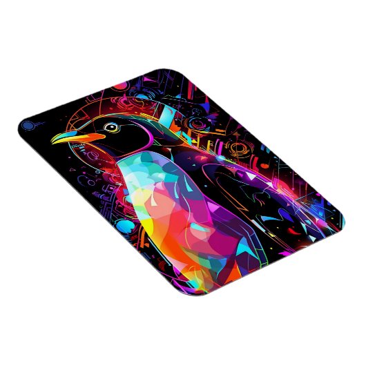 Abstracte pinguïn met felle kleuren magneet (Rechterzijde)